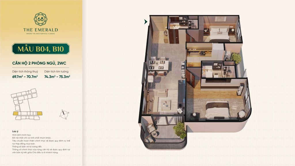 Căn 02PN, 02WC của The Emerald 68 B04, B10