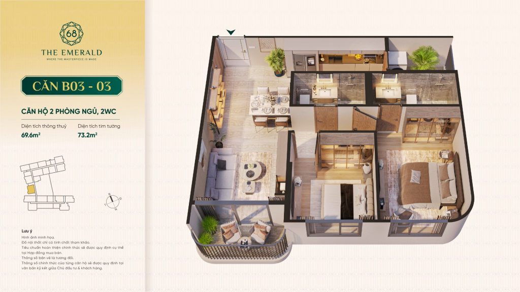 Căn 02PN,02WC The Emerald 68 B03-03