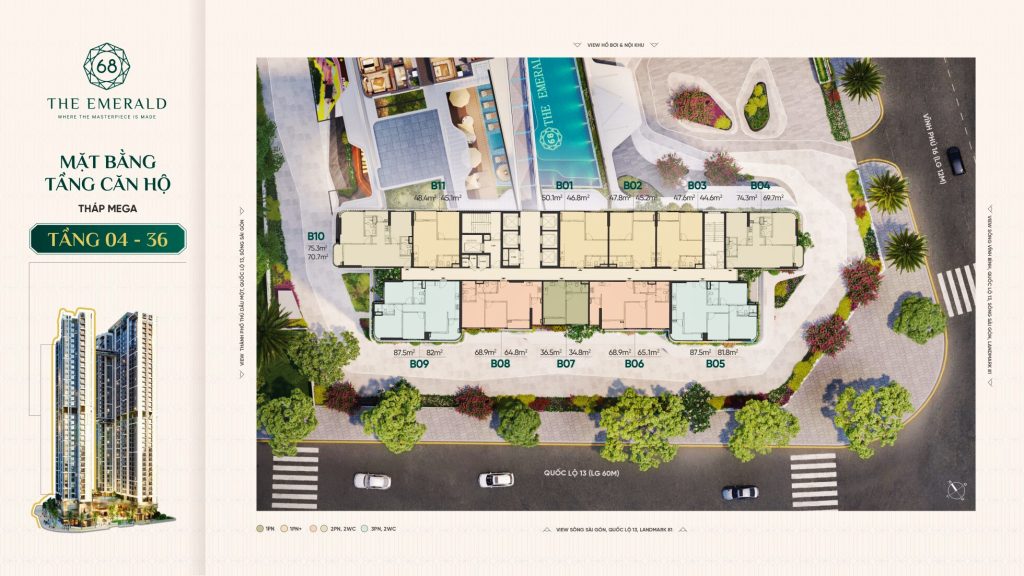 Mặt bằng The Emerald 68 tầng 4-36