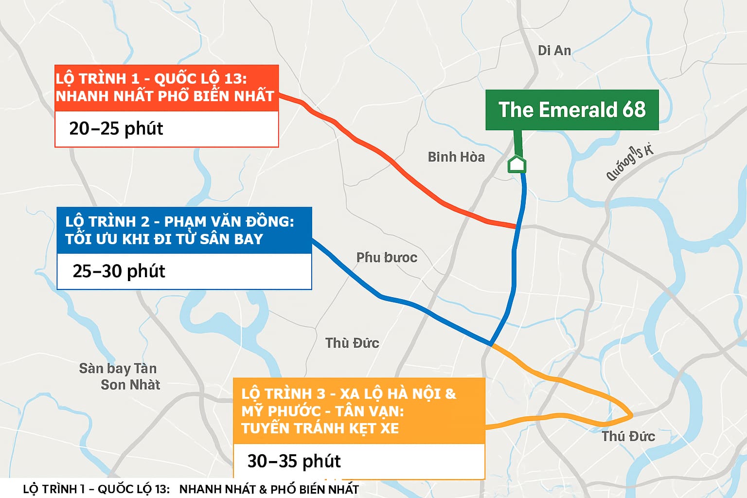 lộ trình di chuyển đến địa chỉ the emerald 68