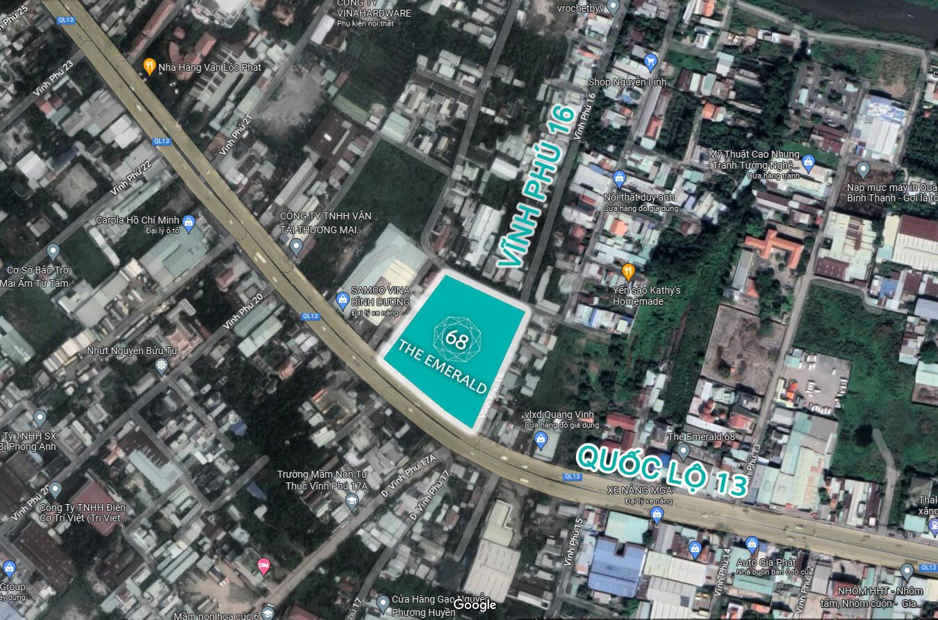 ranh giới vị trí dự án trên địa chỉ google map
